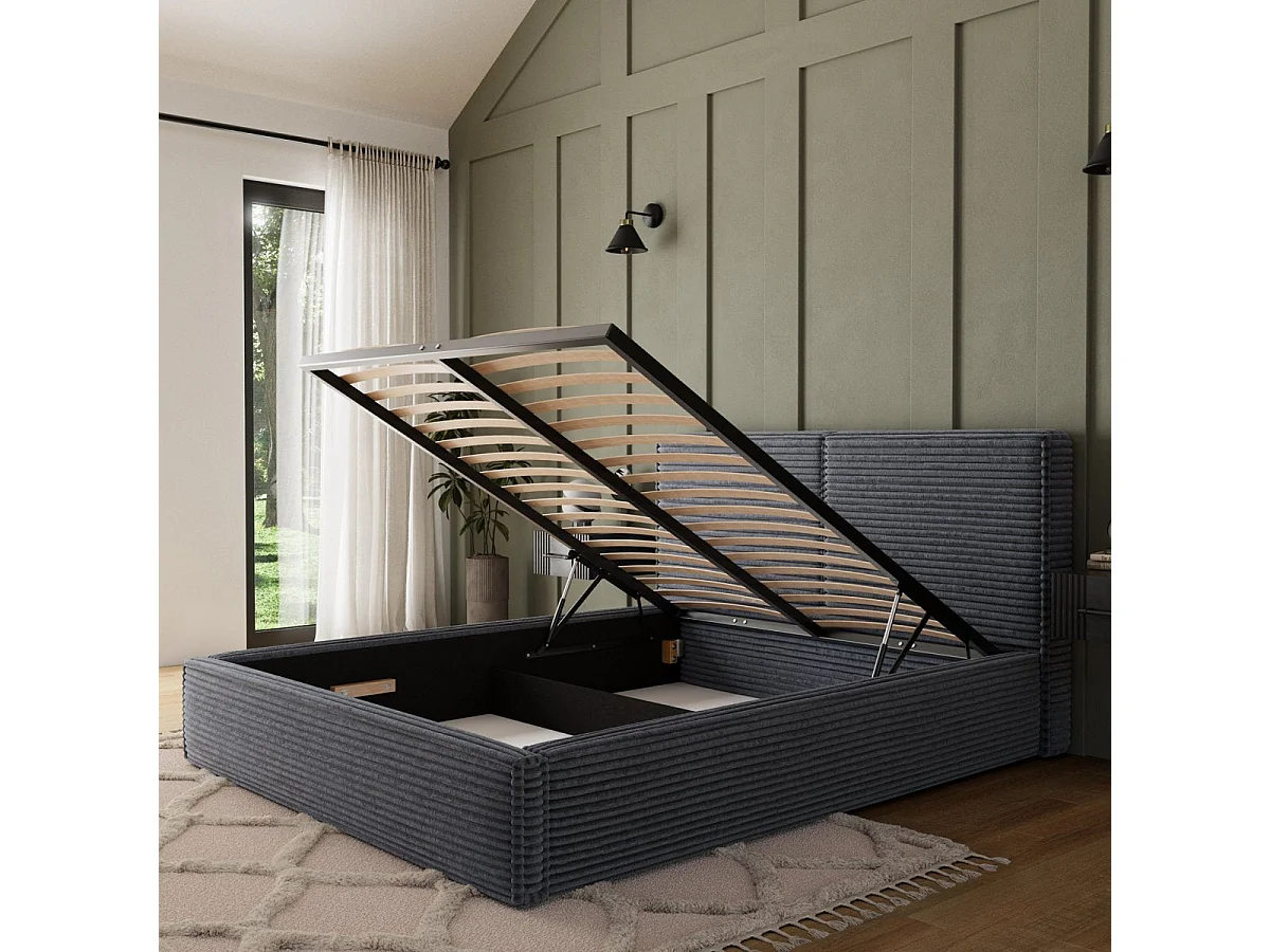180x200 Storage Bed with Base Included Nox Dark Gray Corduroy