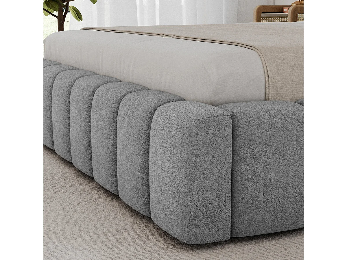 180x200 Storage Bed with Box Spring and LED Lighting Included—Auria Textured Gray
