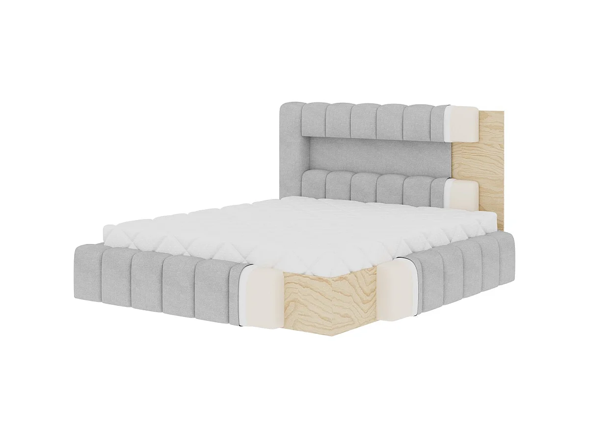 180x200 Storage Bed with Box Spring and LED Lighting Included—Auria Textured Gray