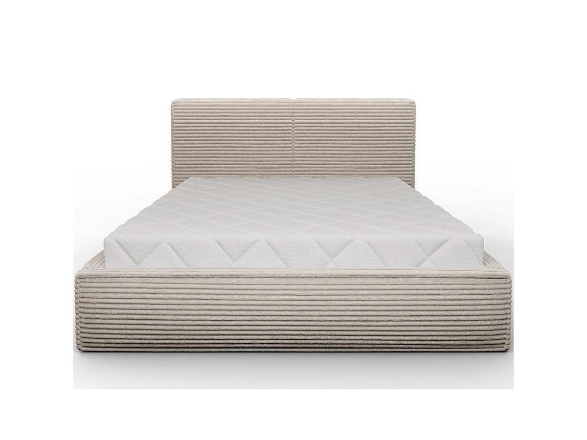 Lit coffre 160x200 sommier inclus Nox Velours côtelé Beige