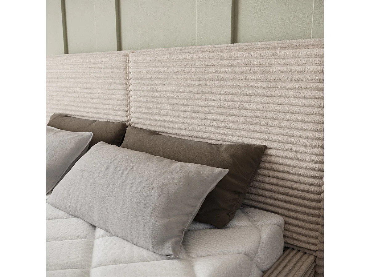 Lit coffre 160x200 sommier inclus Nox Velours côtelé Beige
