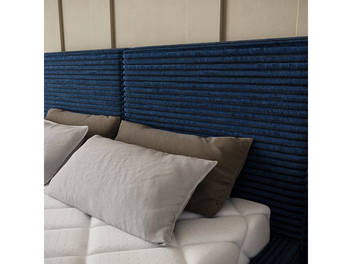 Lit coffre 160x200 sommier inclus Nox Velours côtelé Bleu foncé