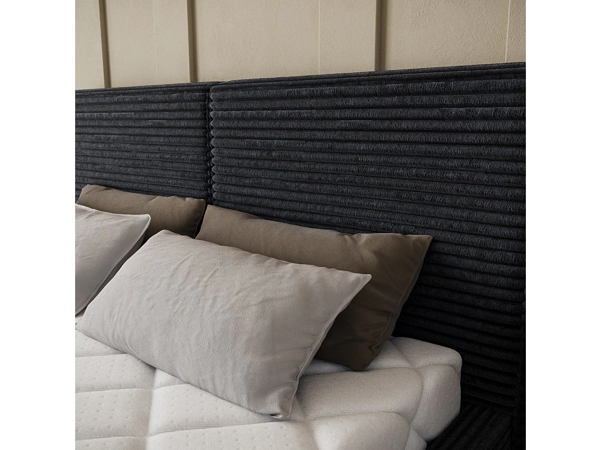Lit coffre 140x200 sommier inclus Nox Velours côtelé Noir
