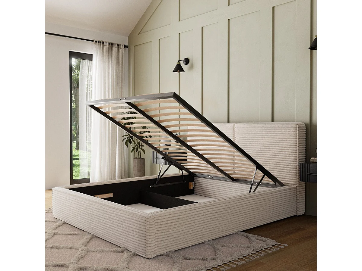 180x200 Storage Bed with Base Included Nox Beige Corduroy