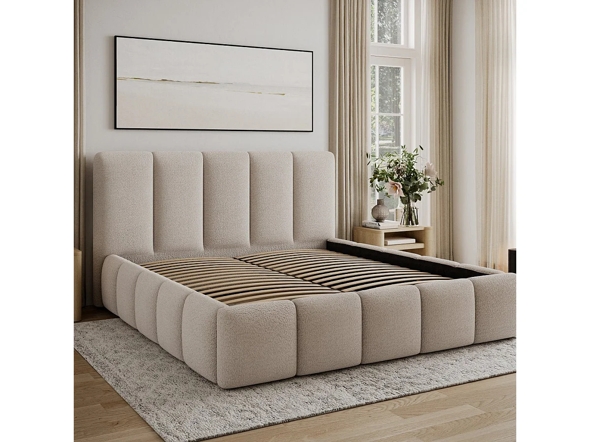 160x200 Bed base frame included Klaus Textured Beige
