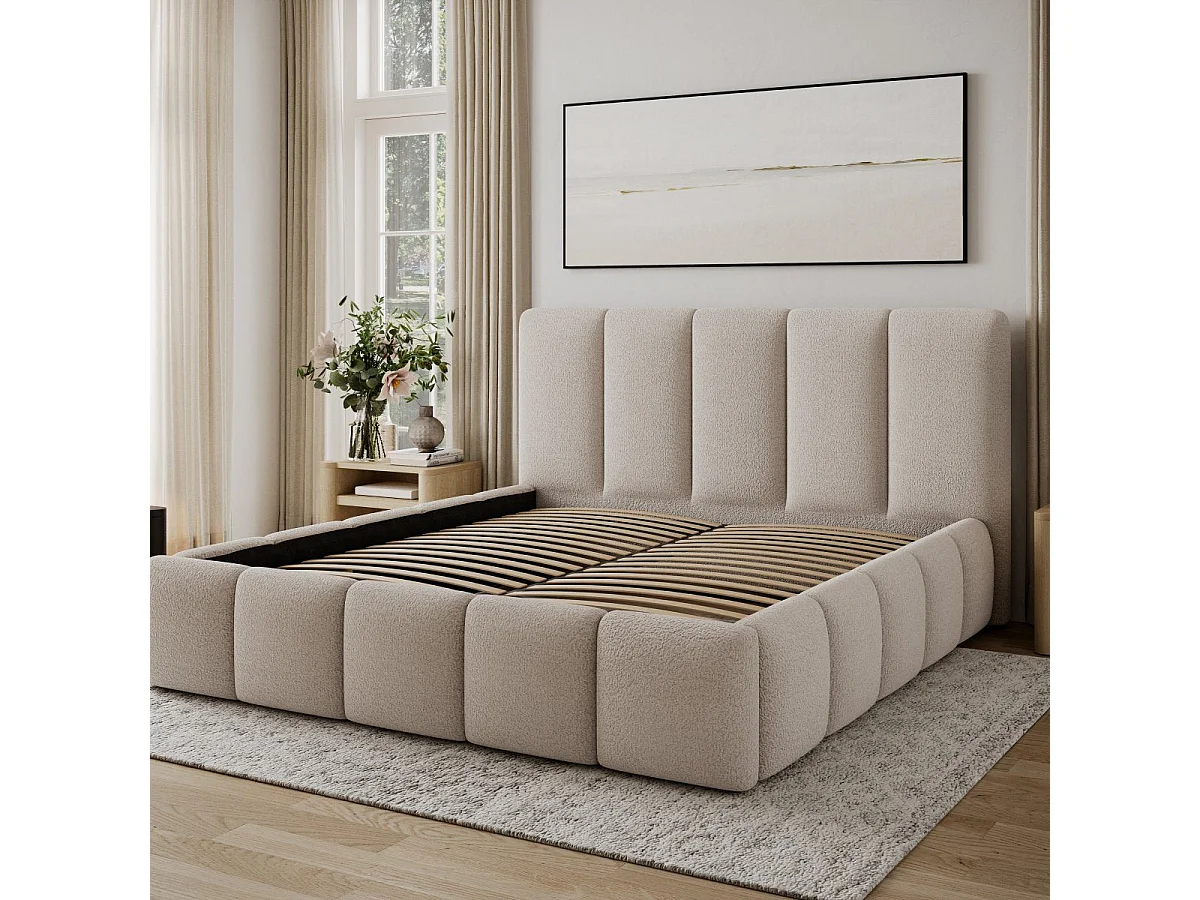 180x200 Bed base frame included Klaus Textured Beige