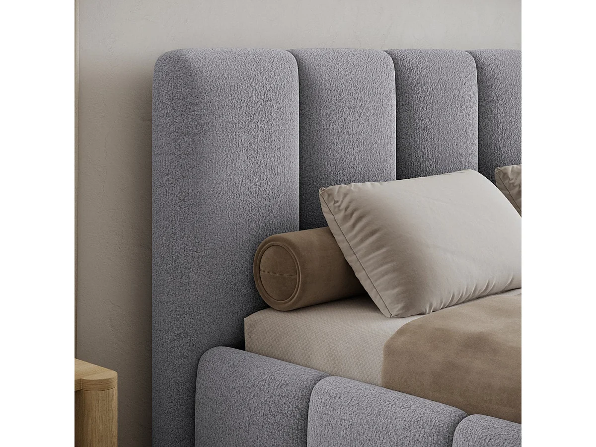 140x200 Storage Bed with Bed Base Included Klaus Textured Gray