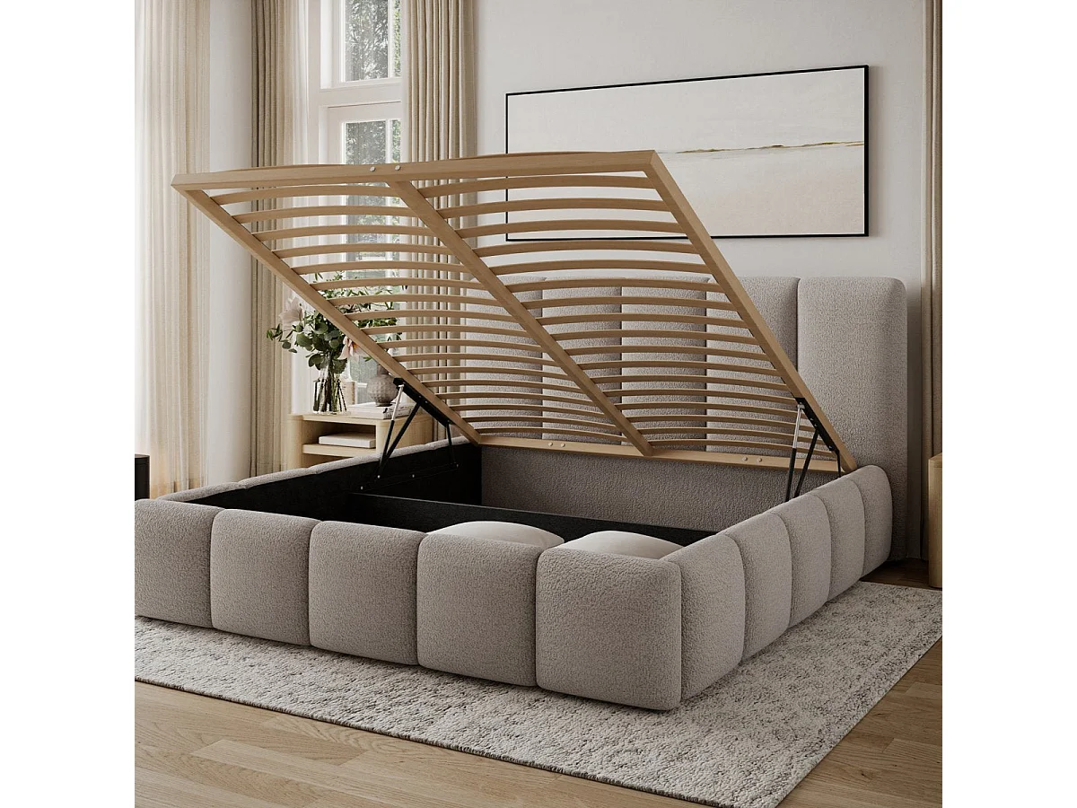 Bed met opbergruimte 180x200, inclusief lattenbodem, Klaus Texturé Cachemire