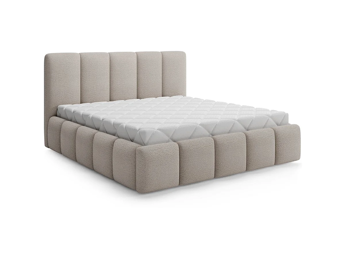 Seng med opbevaringsrum 180x200, inklusive sengebund – Klaus, tekstureret, beige