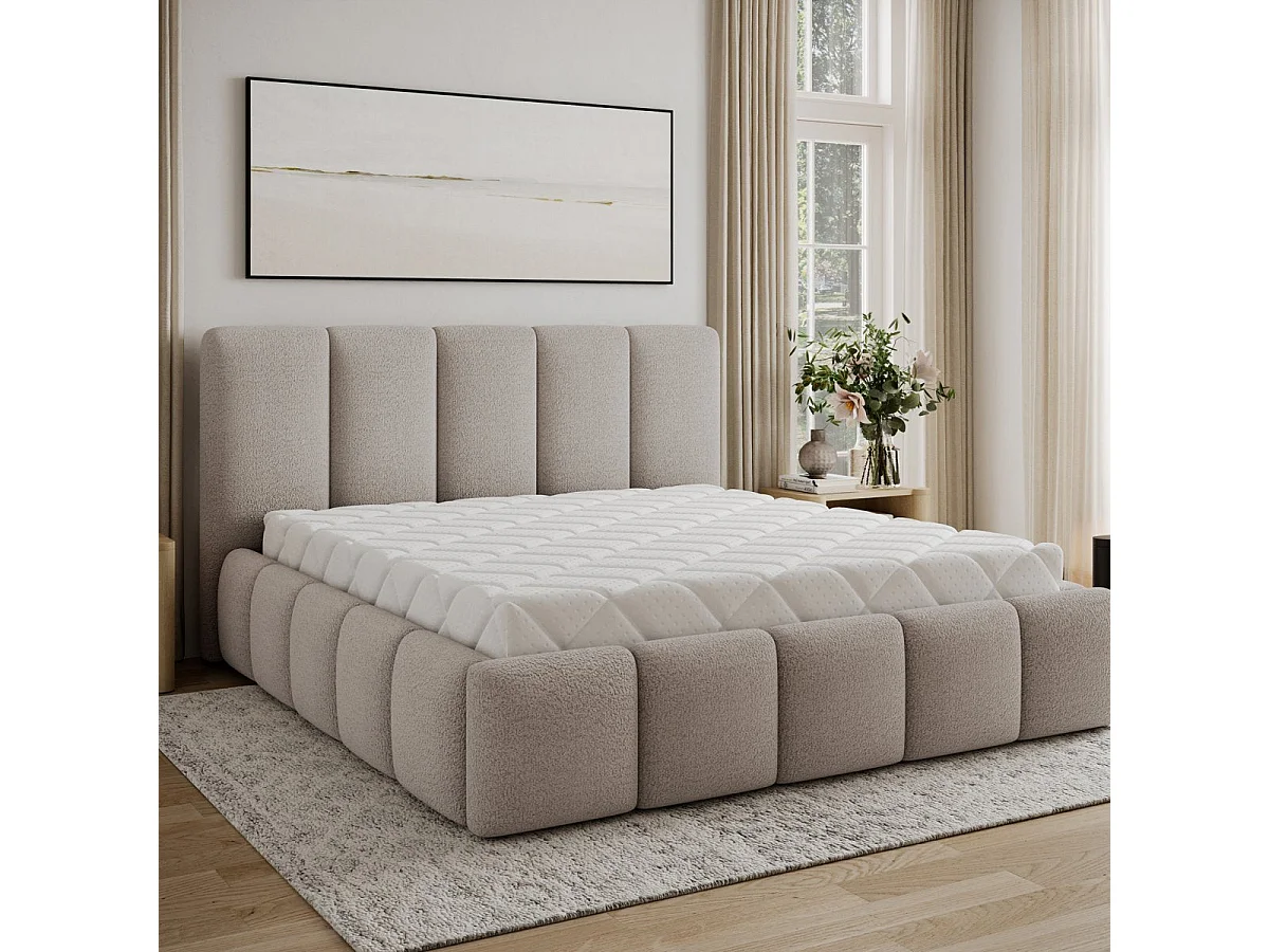 Lit coffre 160x200 sommier inclus Klaus Texturé Cachemire