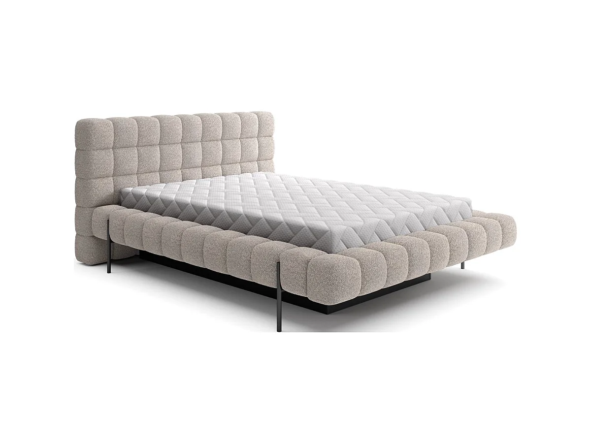 Lit coffre 160x200 sommier inclus Ezio Texturé Beige