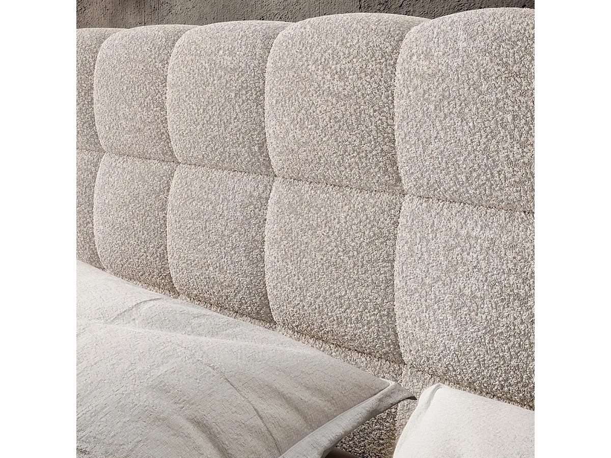 Lit coffre 160x200 sommier inclus Ezio Texturé Beige
