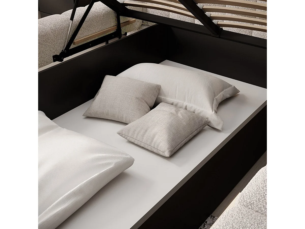 Lit coffre 160x200 sommier inclus Ezio Texturé Beige