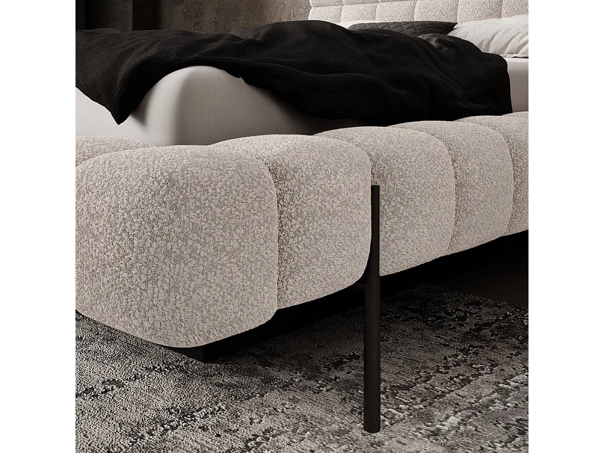 Lit coffre 160x200 sommier inclus Ezio Texturé Beige