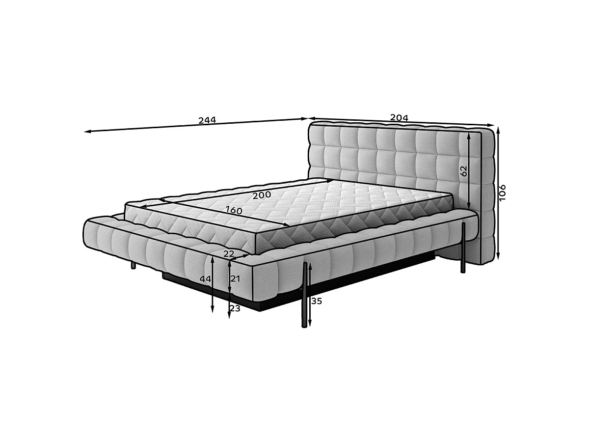 Lit coffre 160x200 sommier inclus Ezio Texturé Beige