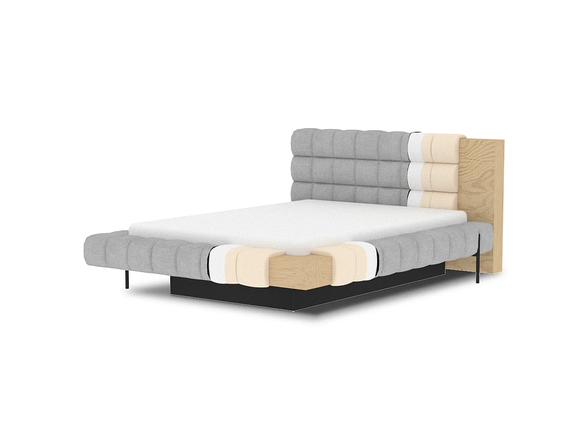 Lit coffre 160x200 sommier inclus Ezio Texturé Beige
