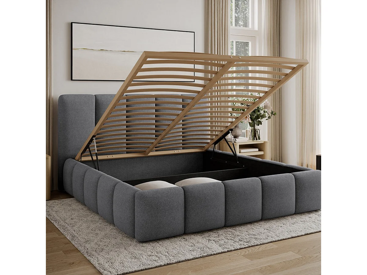 140x200 Storage Bed with Bed Base Included Klaus Gray