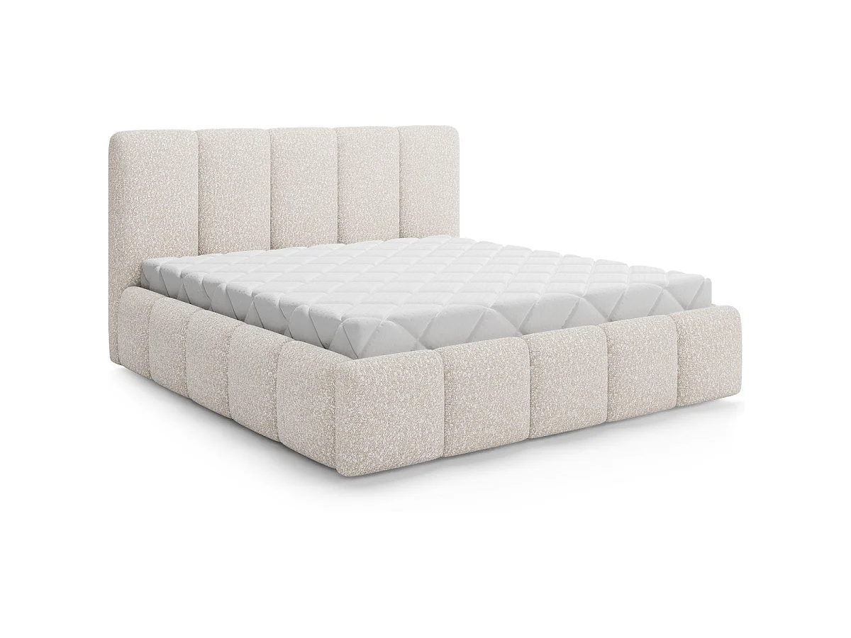 Lit coffre 160x200 sommier inclus Klaus Bouclé Beige