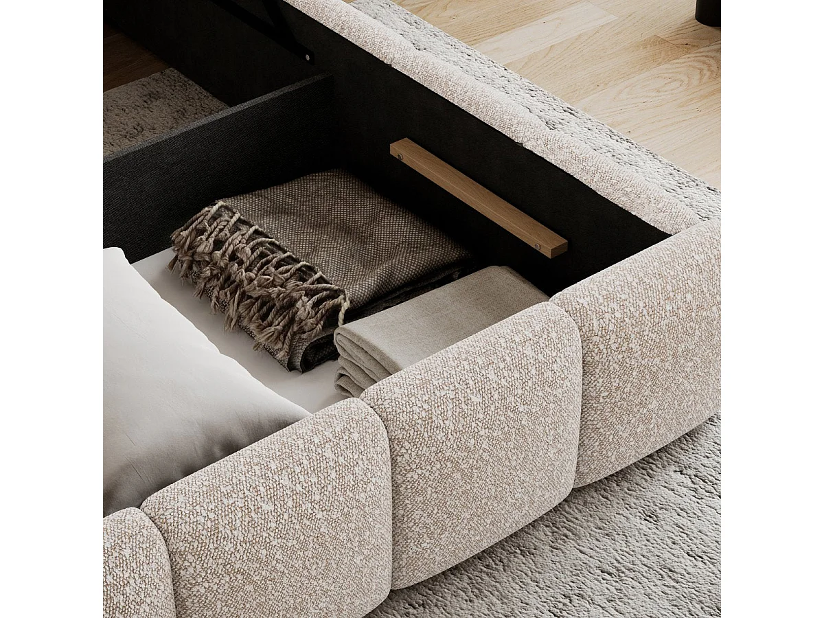 Lit coffre 160x200 sommier inclus Klaus Bouclé Beige