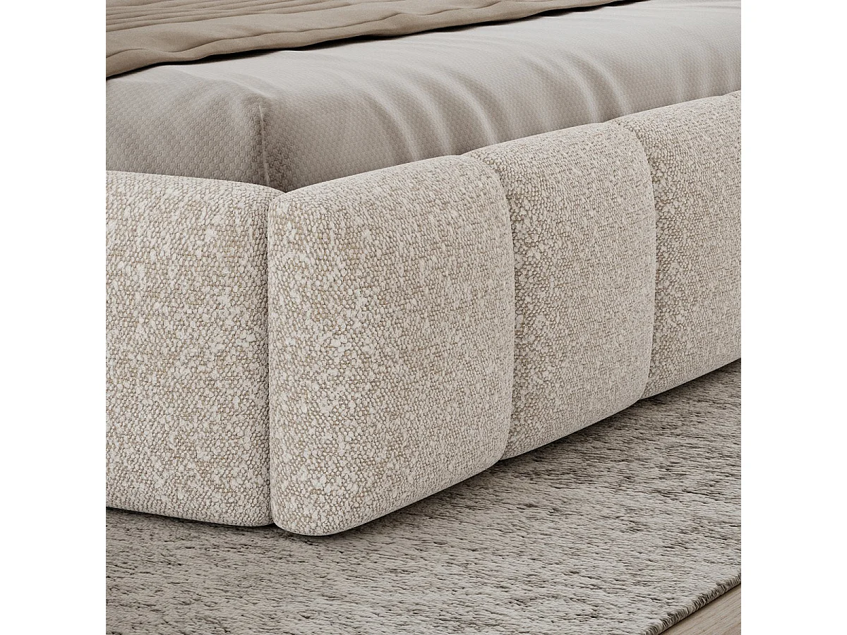 Lit coffre 160x200 sommier inclus Klaus Bouclé Beige