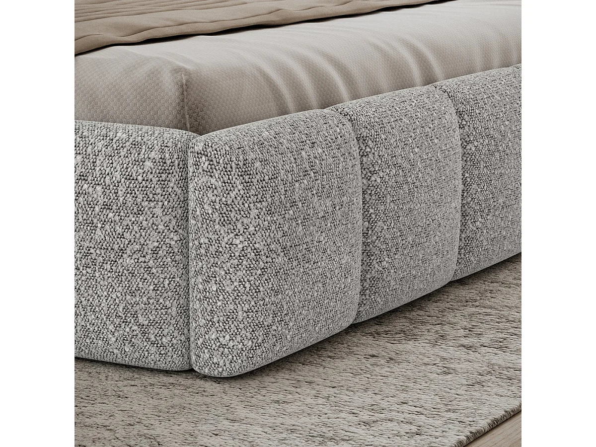 Letto contenitore 140x200 con rete inclusa Klaus Bouclé Grigio