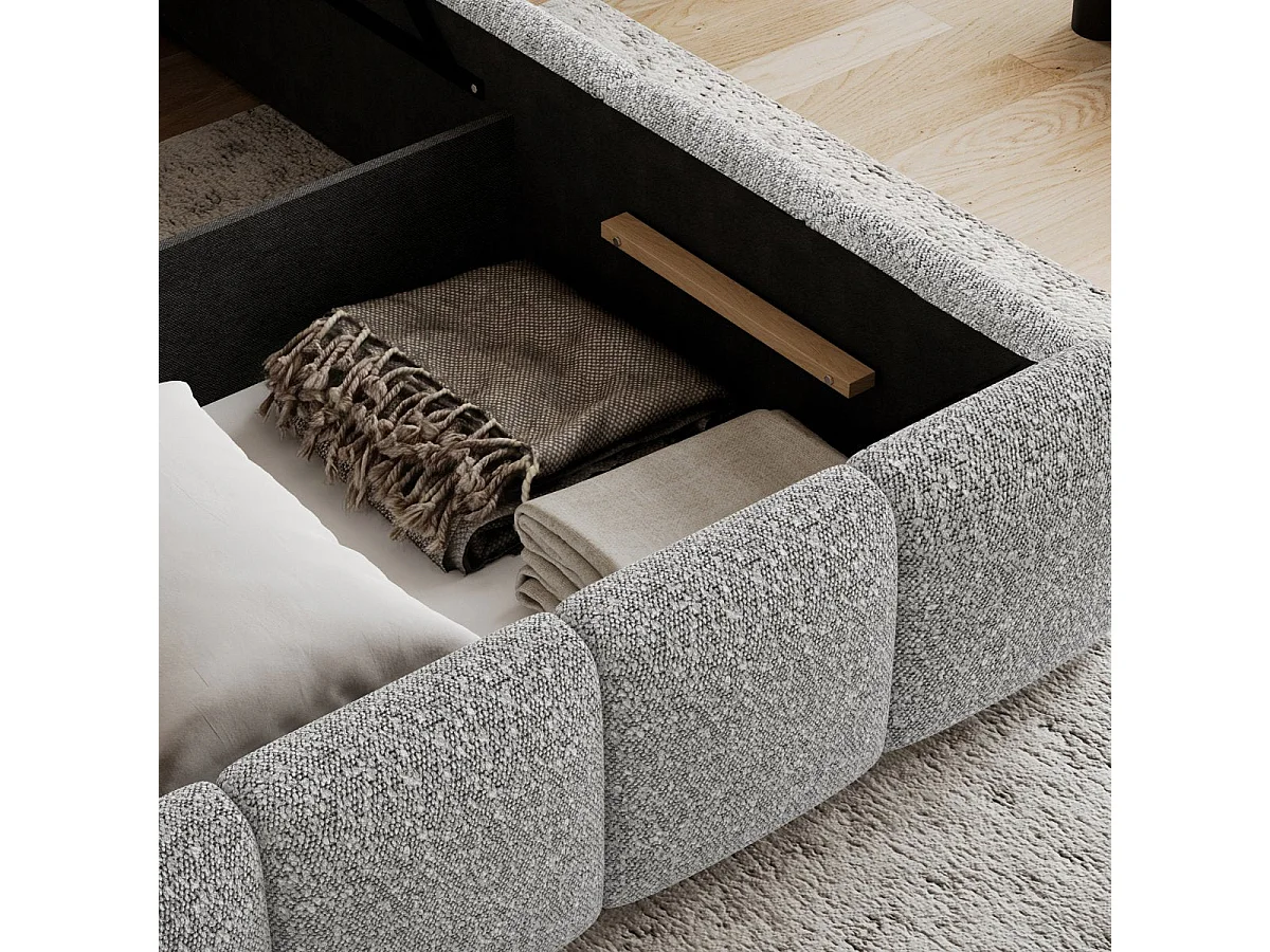 180x200 Storage Bed with Bed Base Included Klaus Bouclé Gray