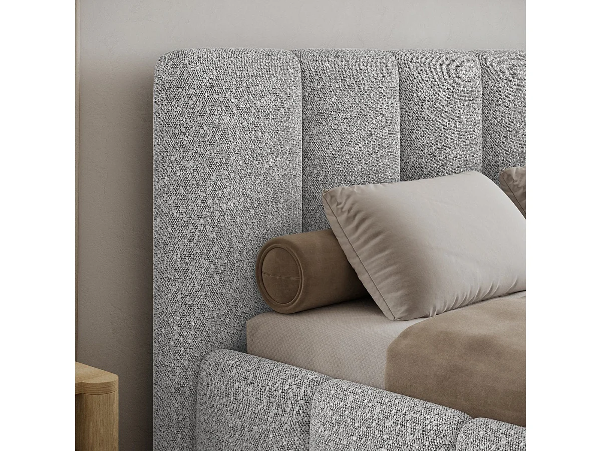 180x200 Storage Bed with Bed Base Included Klaus Bouclé Gray
