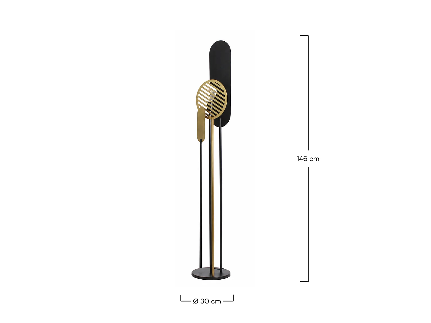 Lampada da terra in metallo nero e dorato H146 cm - Totem