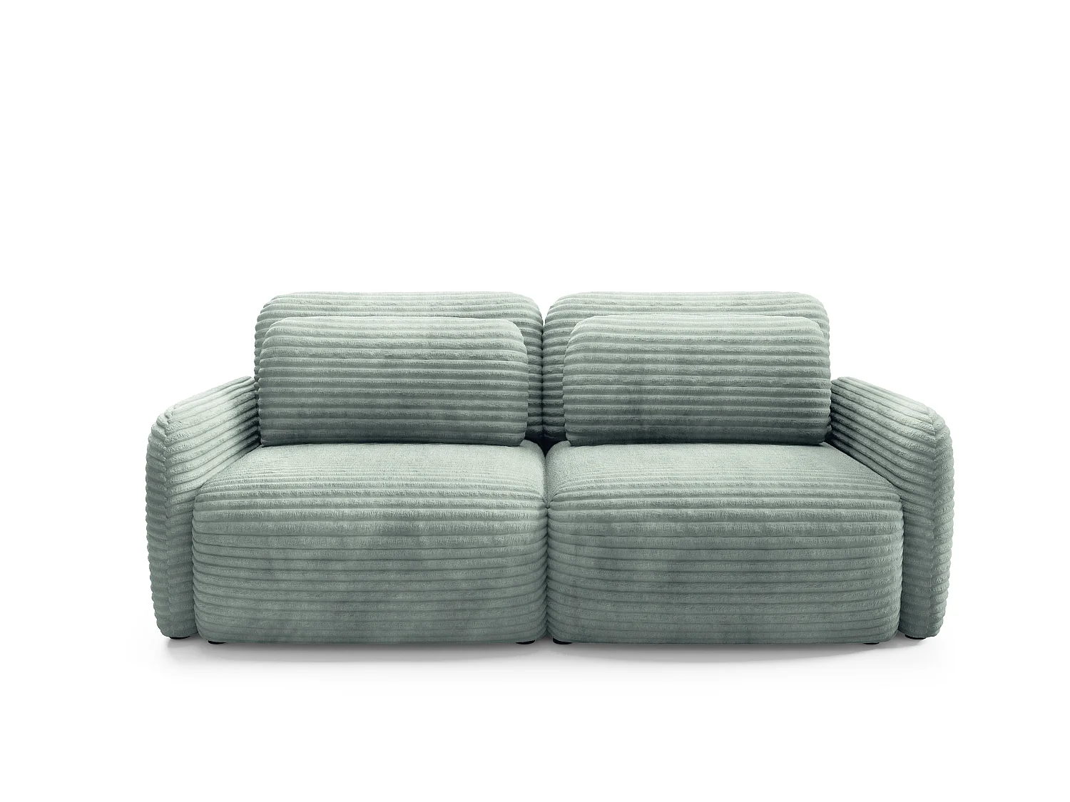 Canapé convertible 4 places côtelé grosses côtes vert SOFA ZURI slim