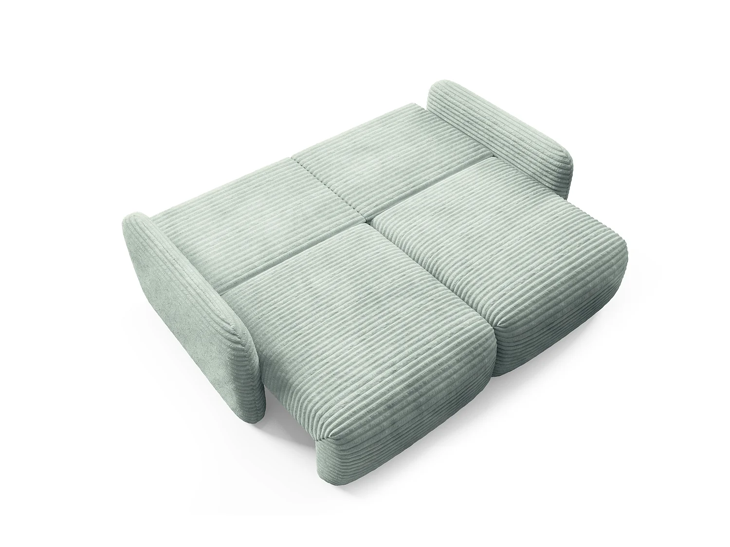 Canapé convertible 4 places côtelé grosses côtes vert SOFA ZURI slim
