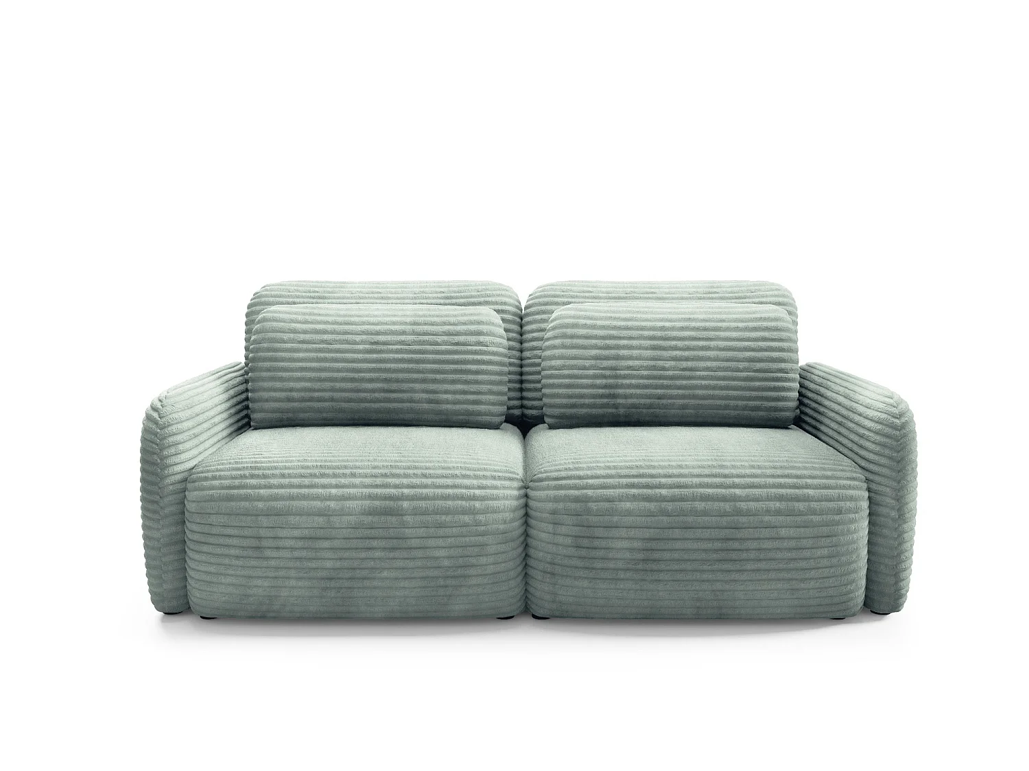 Sofá convertível 4 lugares em bombazina de canelado largo verde SOFA ZURI slim suavidade luxuosa