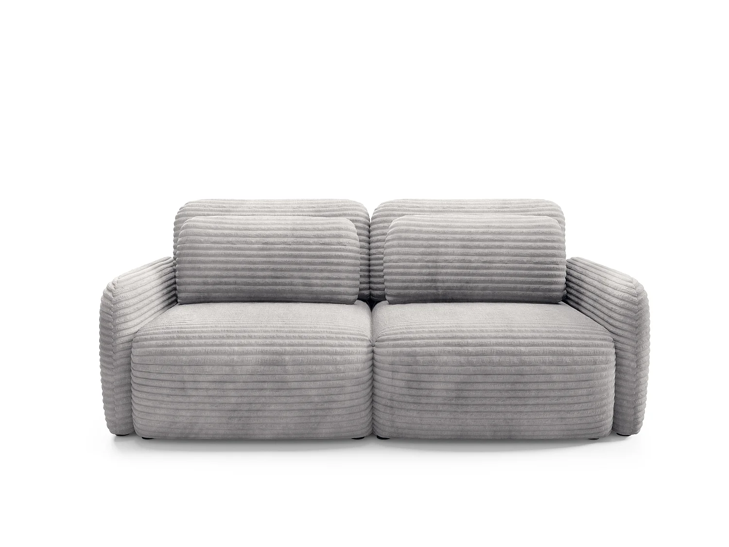 Canapé convertible 4 places côtelé grosses côtes gris SOFA ZURI slim