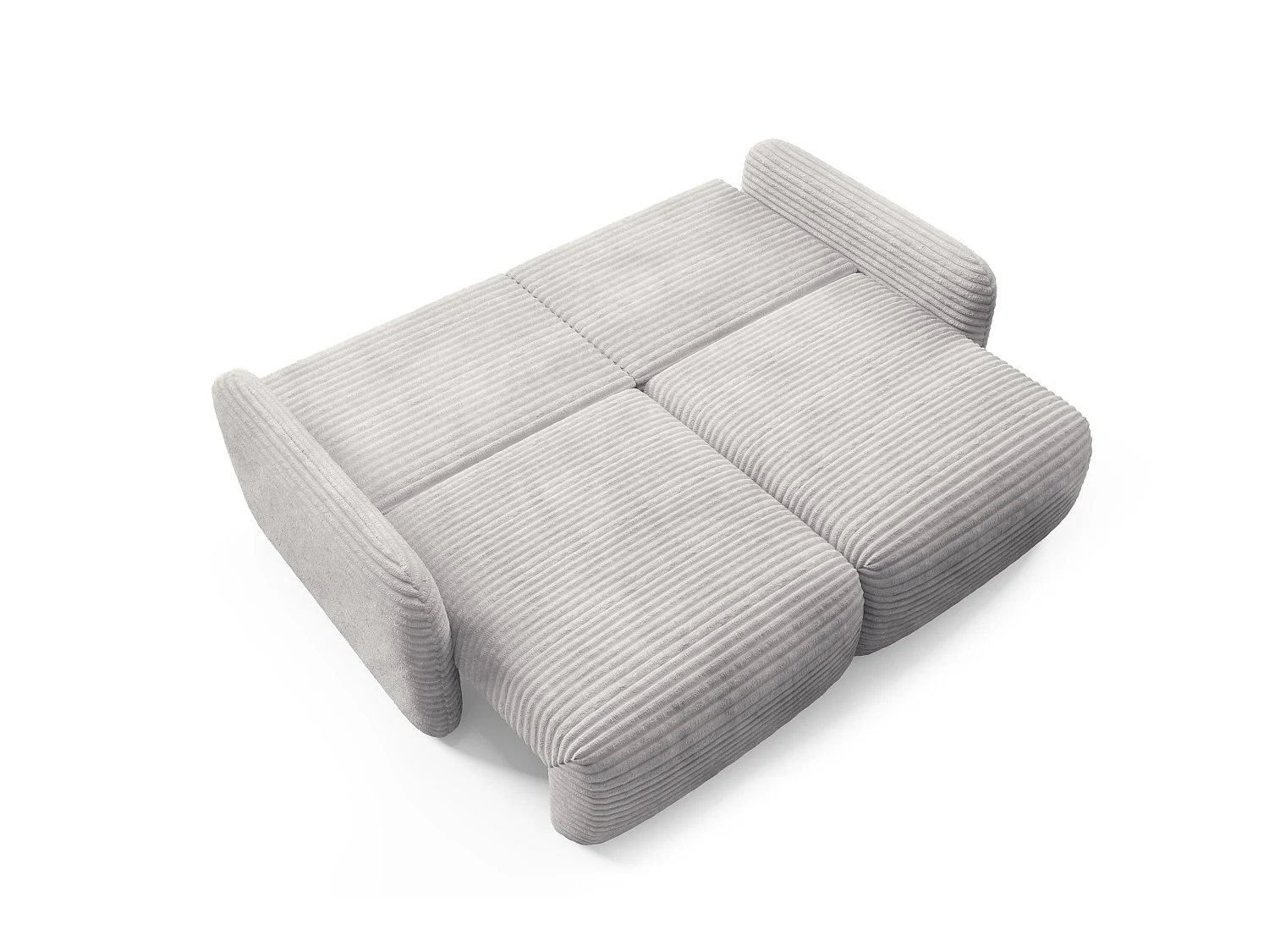 Canapé convertible 4 places côtelé grosses côtes gris SOFA ZURI slim