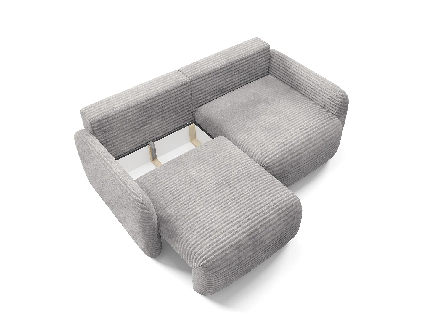 Canapé convertible 4 places côtelé grosses côtes gris SOFA ZURI slim