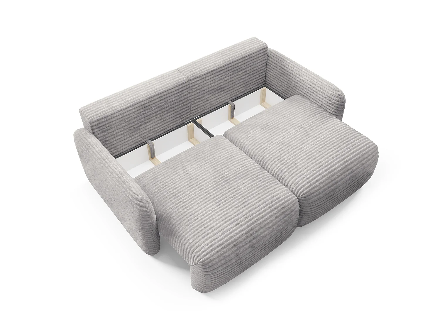 Canapé convertible 4 places côtelé grosses côtes gris SOFA ZURI slim