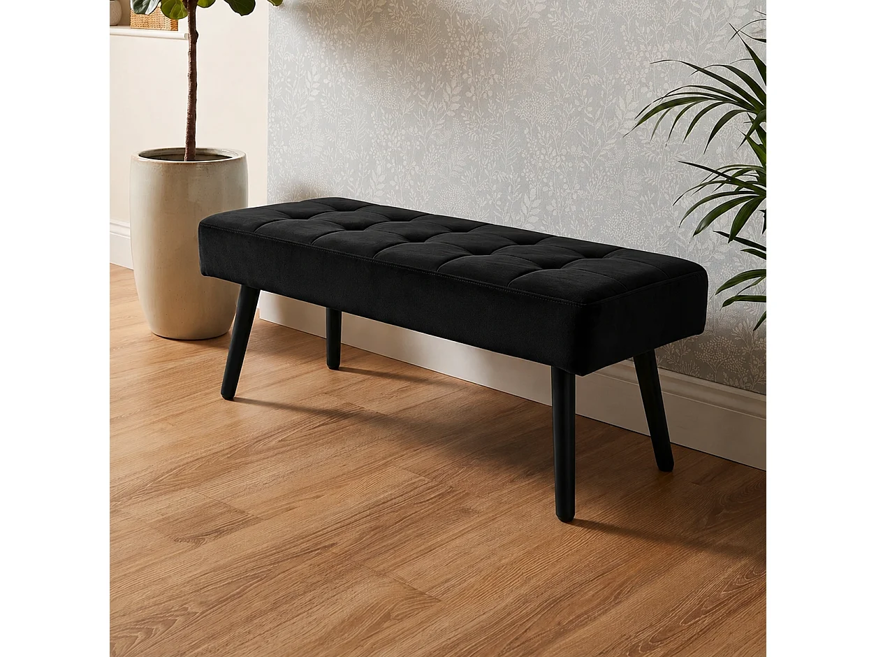 Dining Set with Rustic Wood Effect Table and 4 Black Velvet Chairs 4 Seater for Kitchen