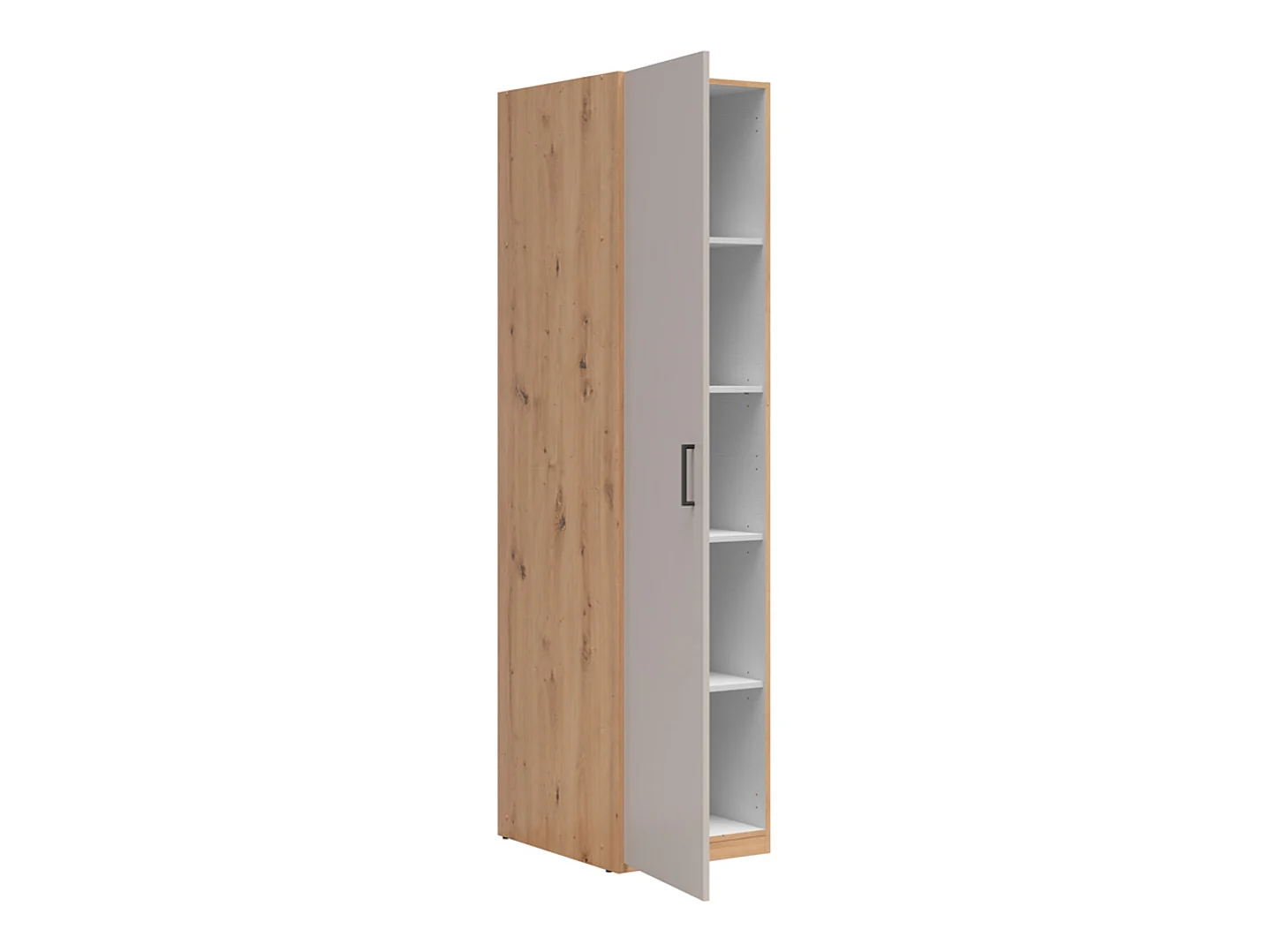 Armoire meuble de rangement 1 porte 4 étagères coloris Chêne artisan/cachemire - Longueur 45 x Profondeur 55,5 x Hauteur 190,5 cm