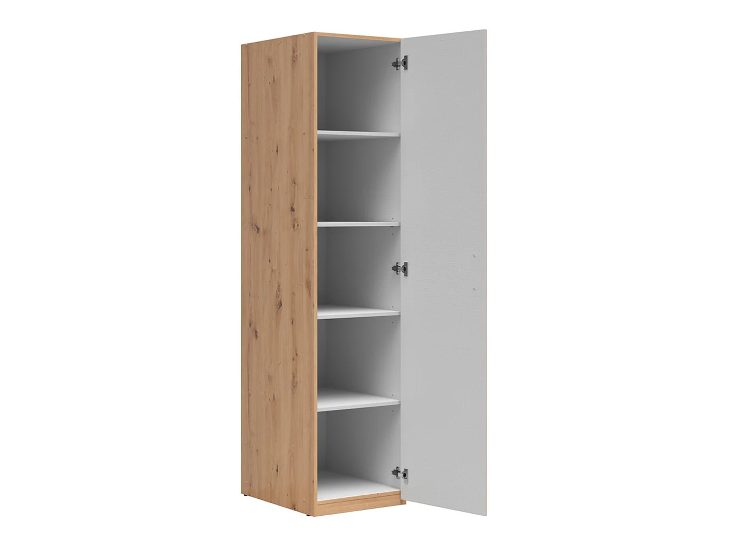 Armoire meuble de rangement 1 porte 4 étagères coloris Chêne artisan/cachemire - Longueur 45 x Profondeur 55,5 x Hauteur 190,5 cm