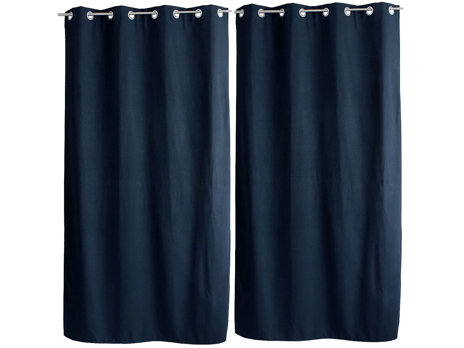 Rideaux Thermique à Œillets, Bleu foncé, 140x240 cm, Lot de 2, Toile doublé polaire, Collection Fjord, CMADECO - Bleu