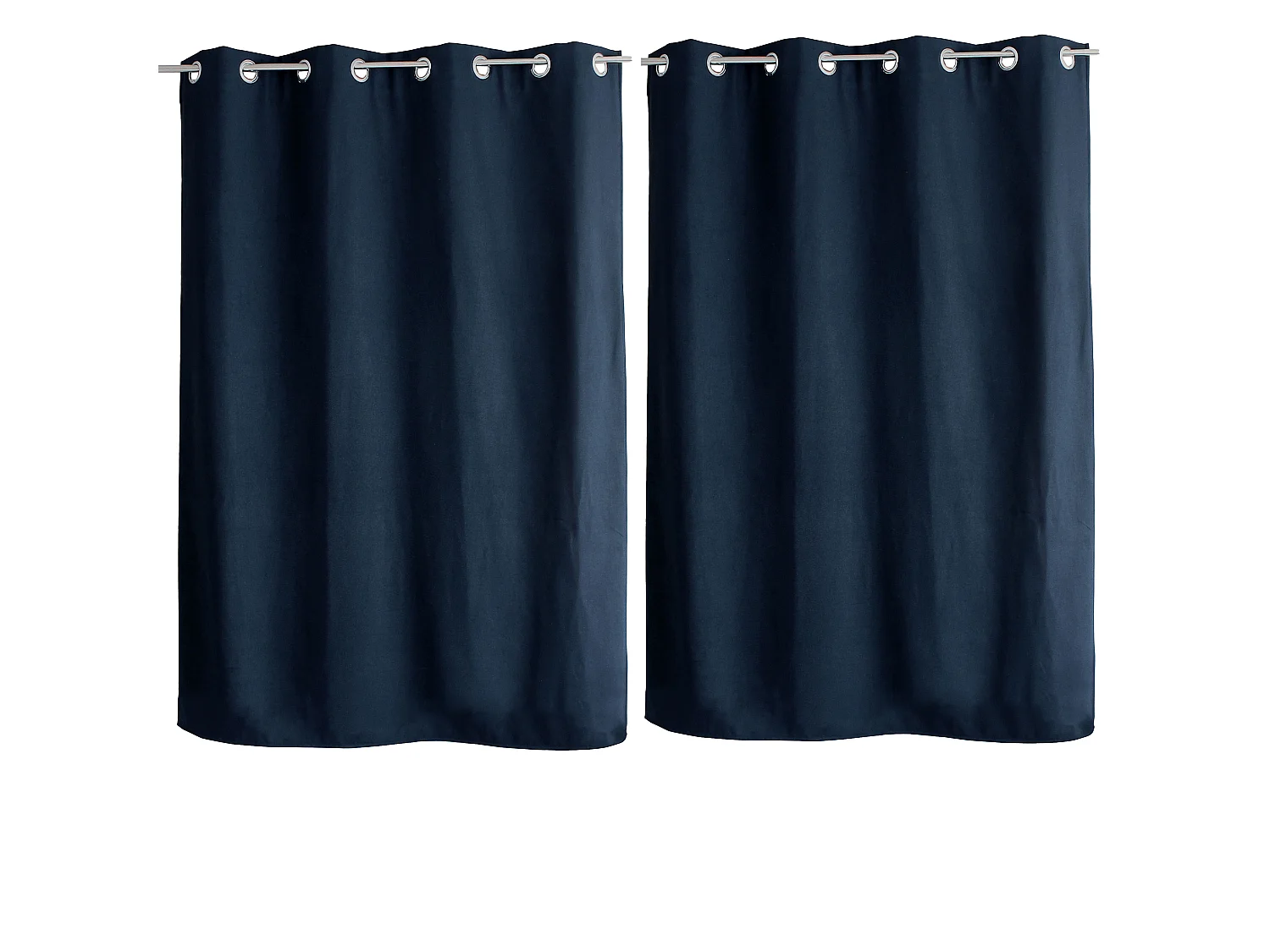 Rideaux Thermique à Œillets, Bleu foncé, 140x180 cm, Lot de 2, Toile doublé polaire, Collection Fjord, CMADECO - Bleu