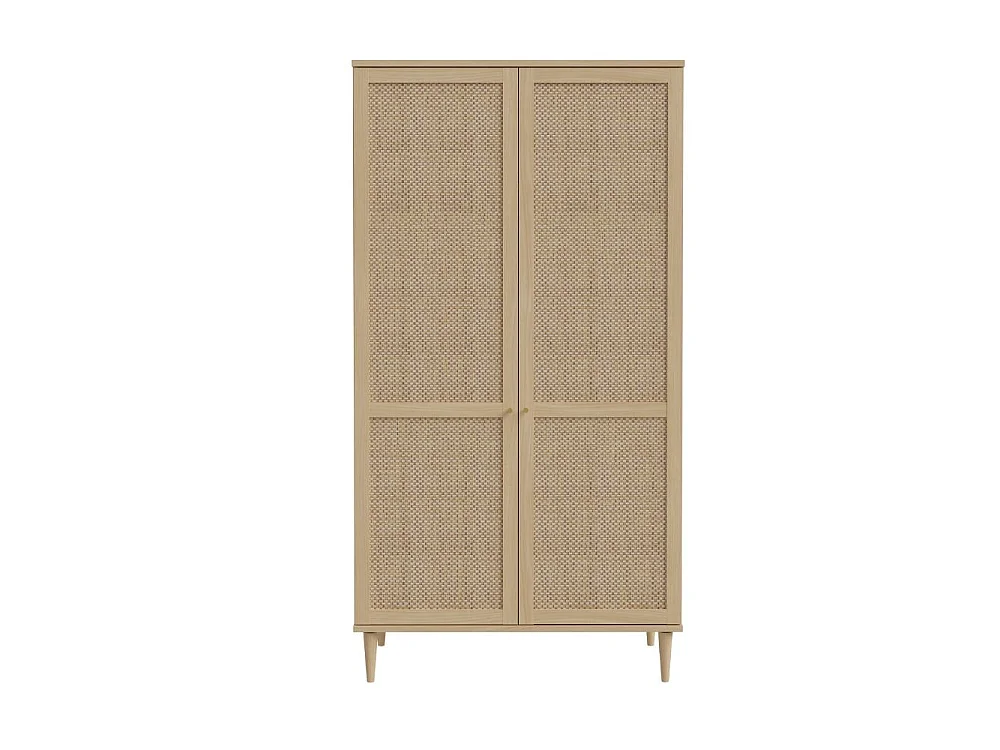 Armadio Livia 2 ante in rovere con dettaglio effetto rattan 110x52x208H