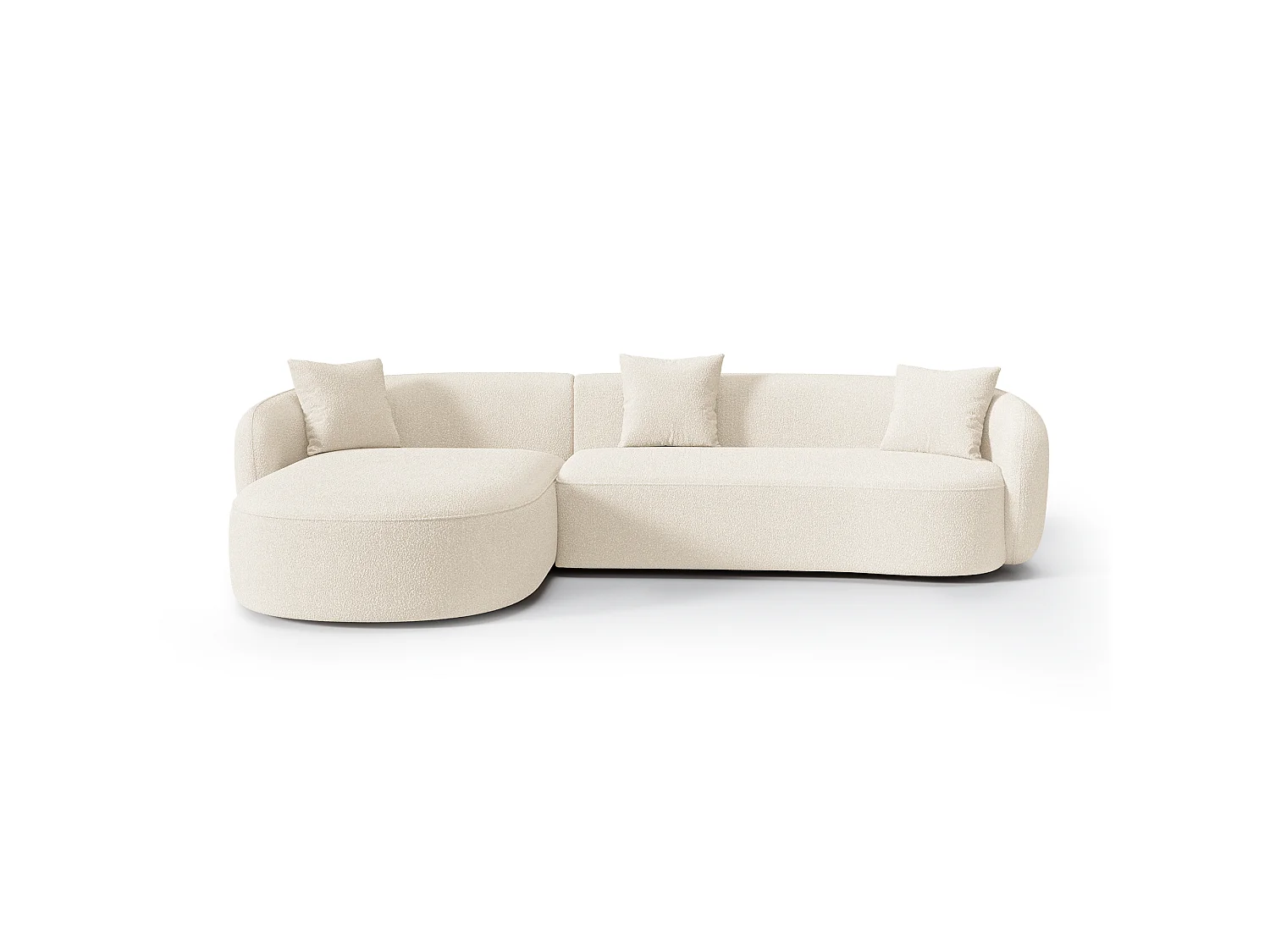 Canapé d'angle gauche CELINE 4 places en tissu bouclette crème
