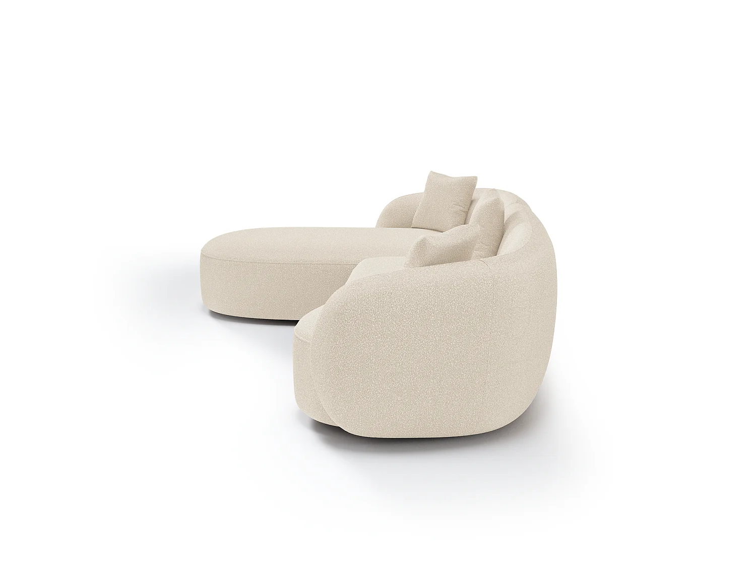 Canapé d'angle gauche CELINE 4 places en tissu bouclette crème