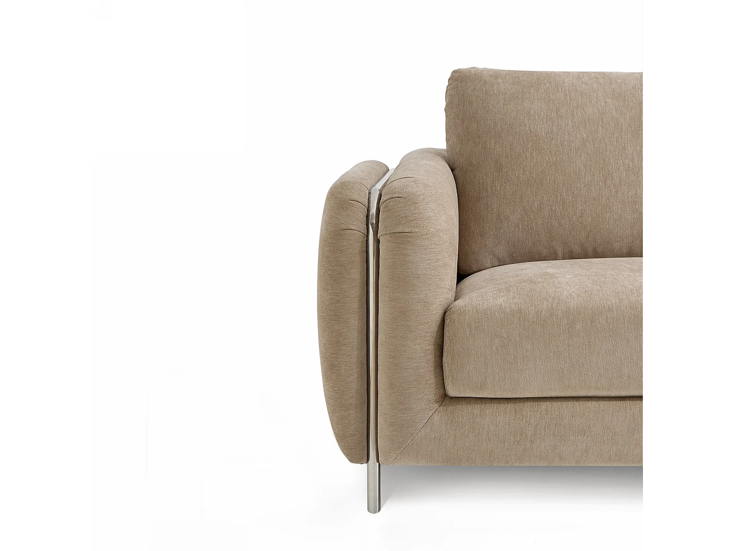 Canapé SWING 3 places en tissu tramé toucher doux taupe