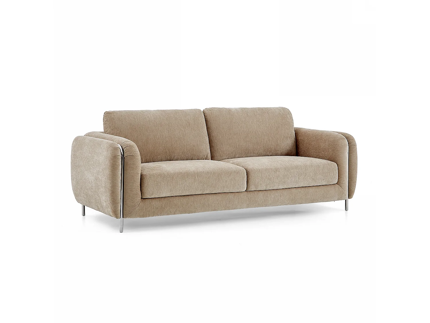 Canapé SWING 3 places en tissu tramé toucher doux taupe