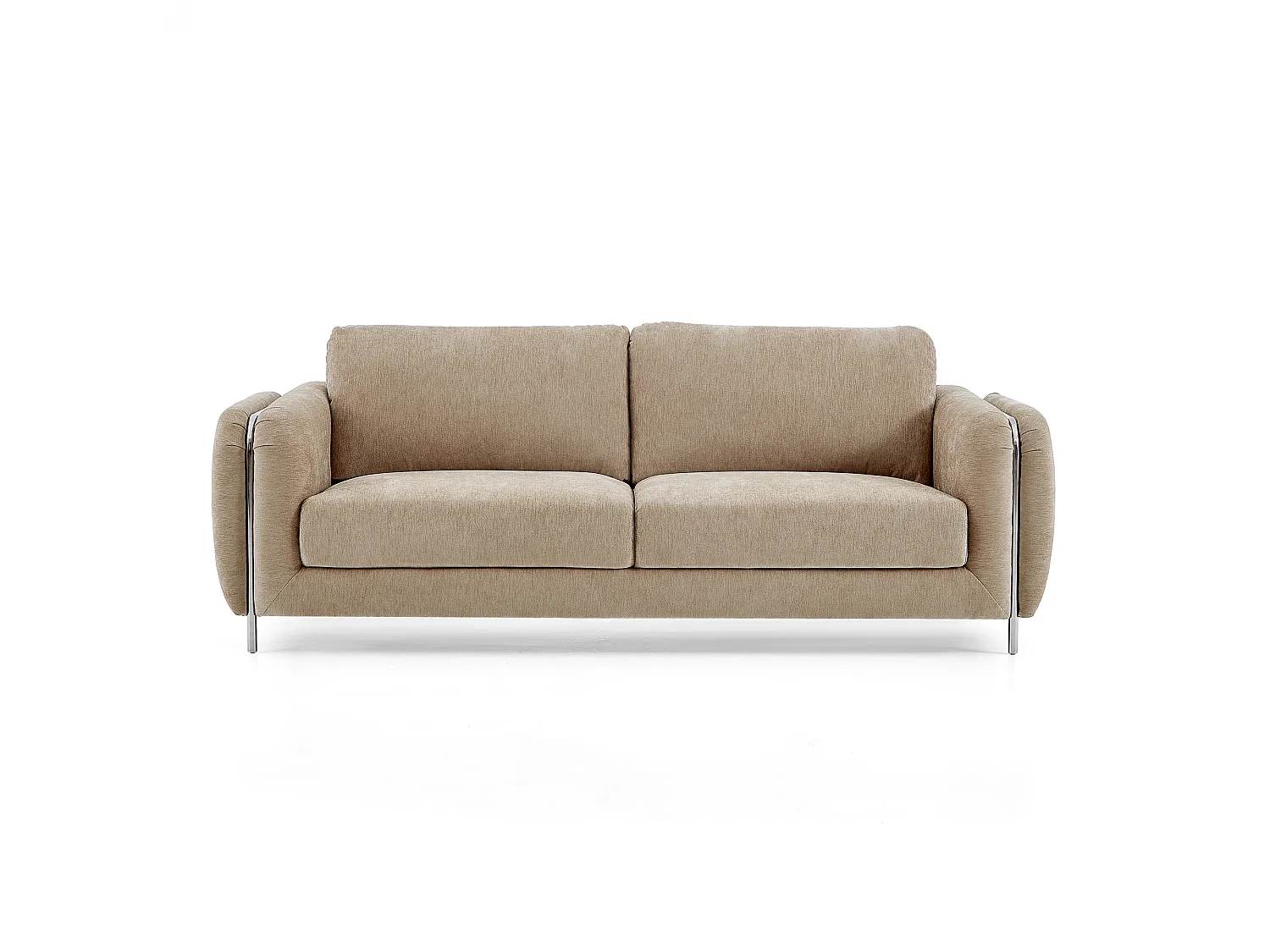 Canapé SWING 3 places en tissu tramé toucher doux taupe