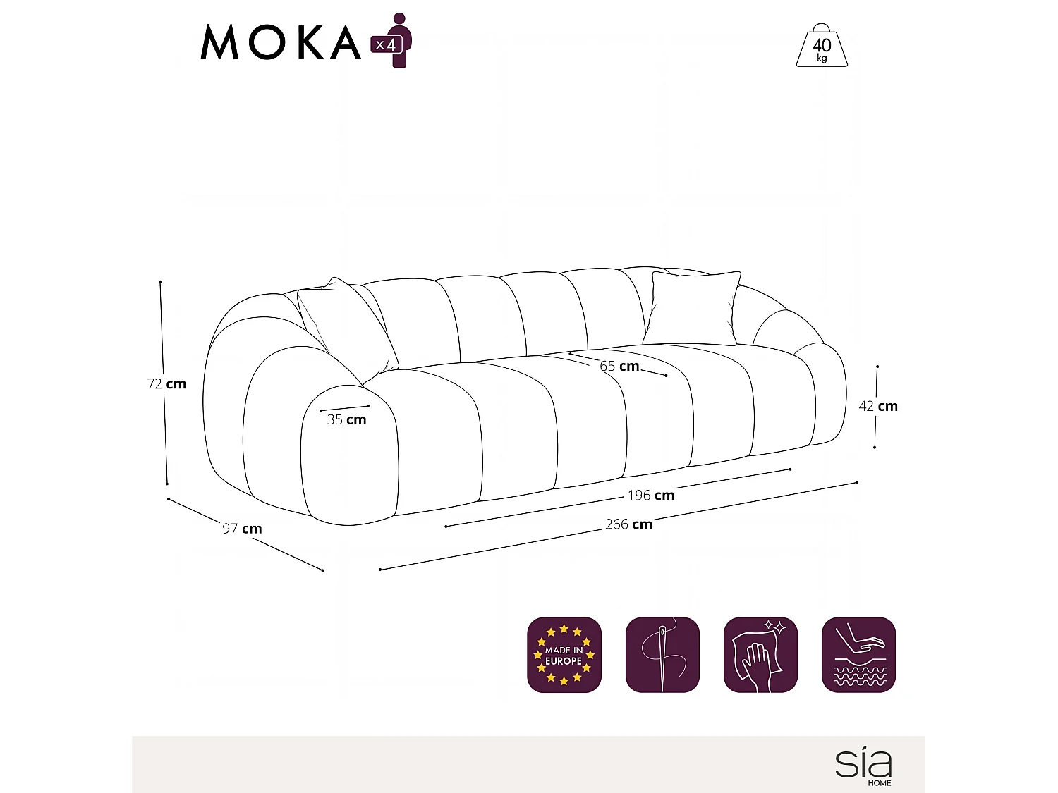 Canapé MOKA 4 places en velours texturé terracotta