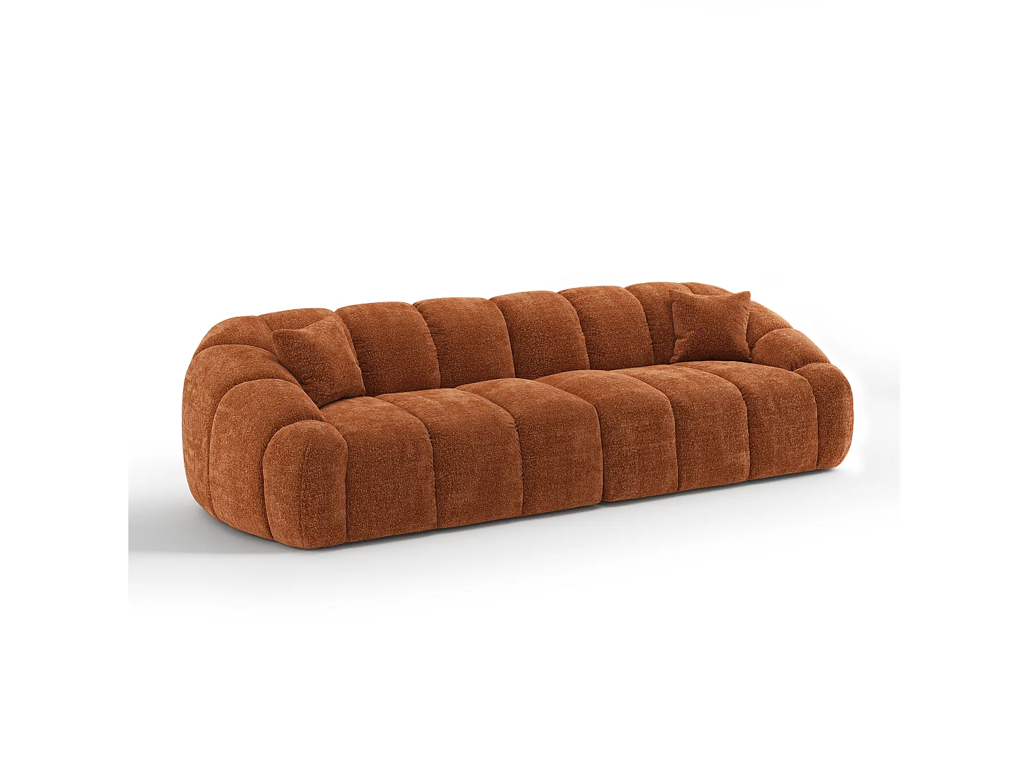 Canapé MOKA 4 places en velours texturé terracotta