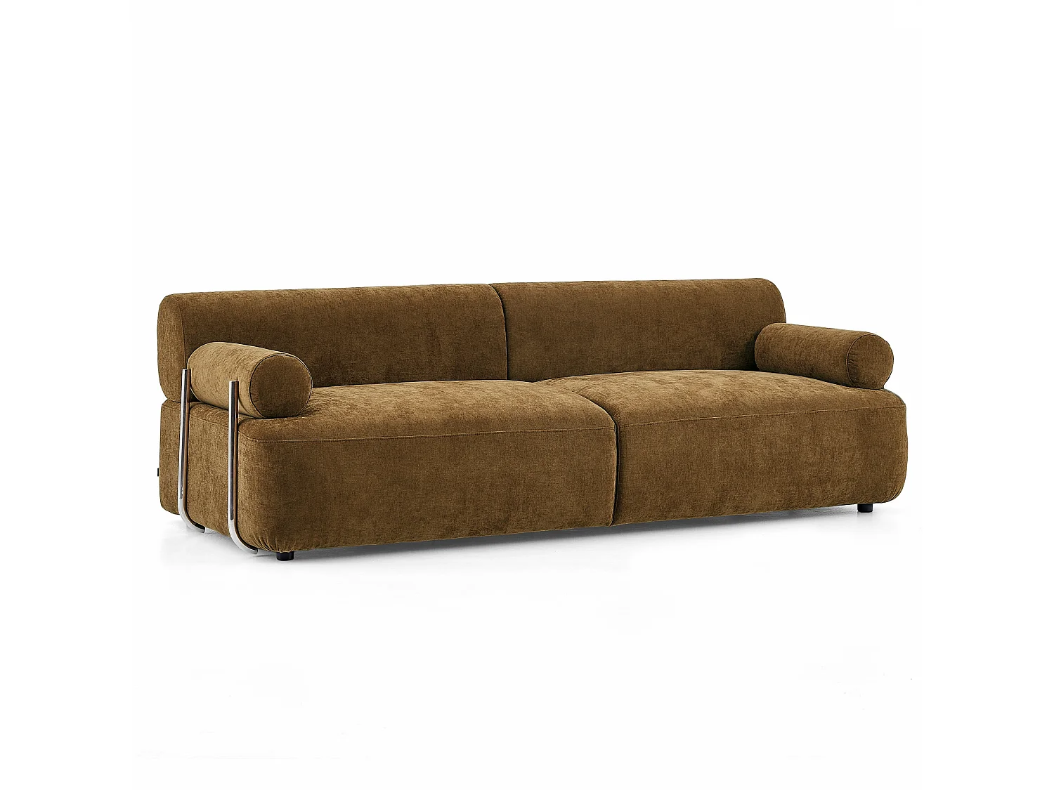 Canapé VOLTA 3 places en tissu tramé toucher doux caramel