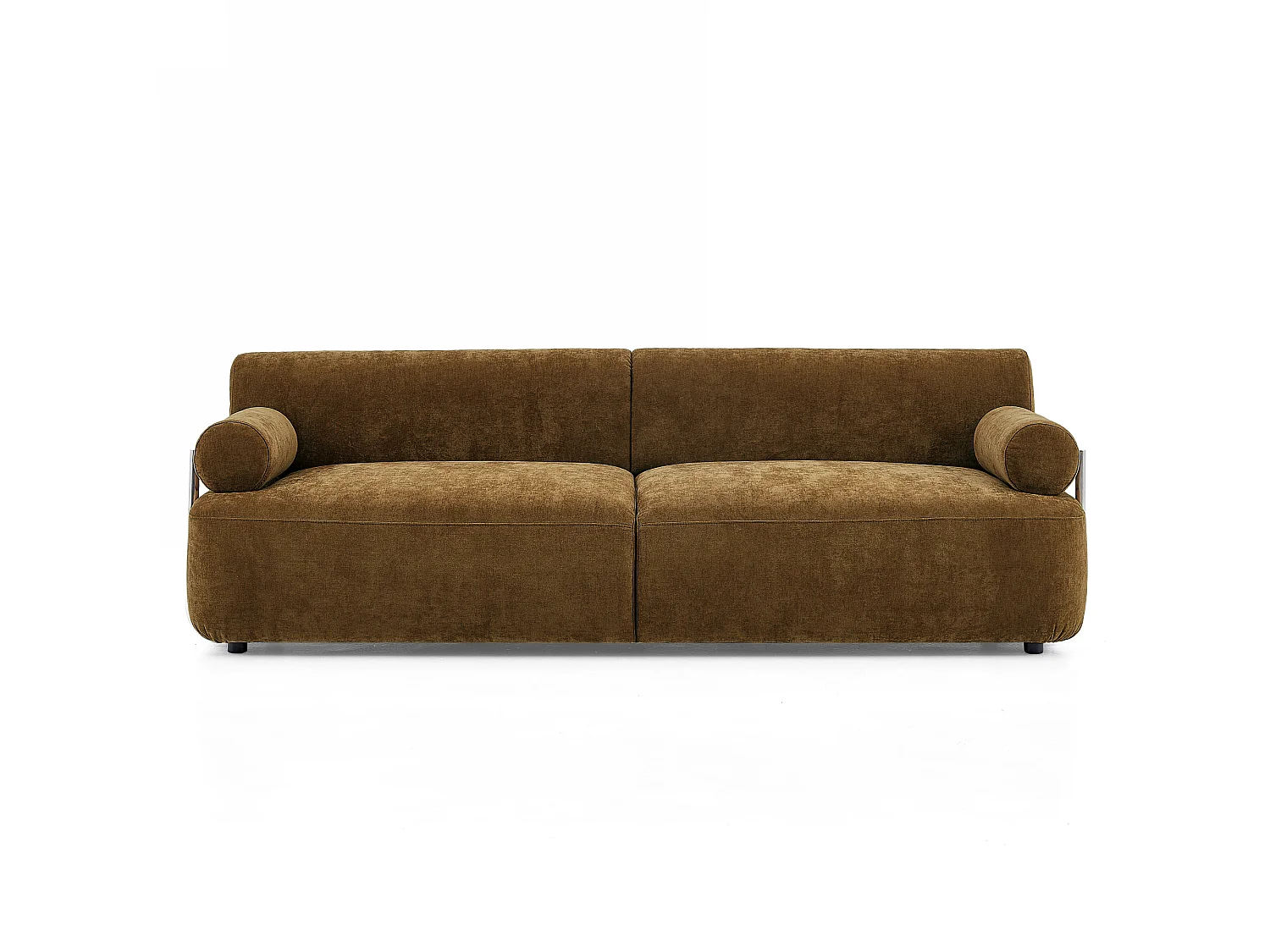 Canapé VOLTA 3 places en tissu tramé toucher doux caramel